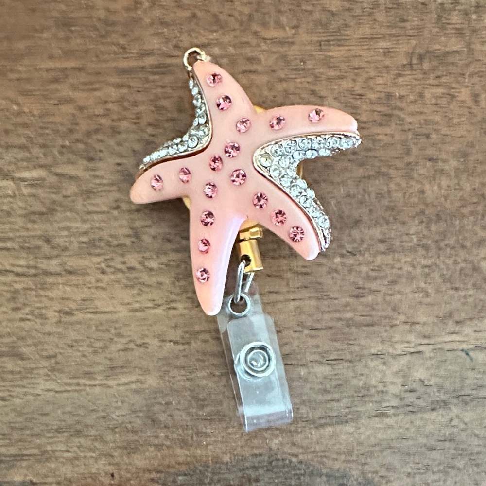 Starfish ID Badge Reel with Rhinestones